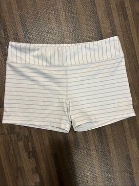 IAB Women’s White Stripe Athletic Shorts with Wide Waistband